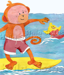 Monkey and Chicken Surfing